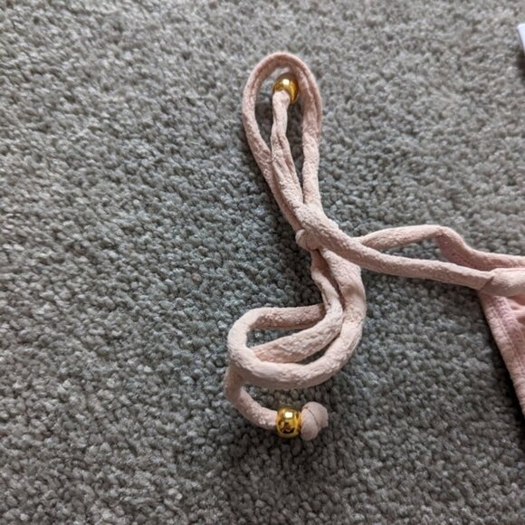 Pilyq ruched textured peach color bikini bottom swimsuit women's Medium BNWT NEW - Picture 6 of 9